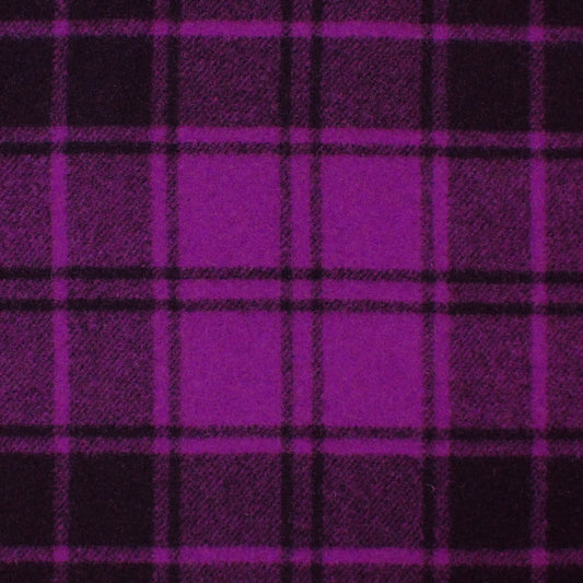 coating, wool blend doubleface tartan plaid - violet / black