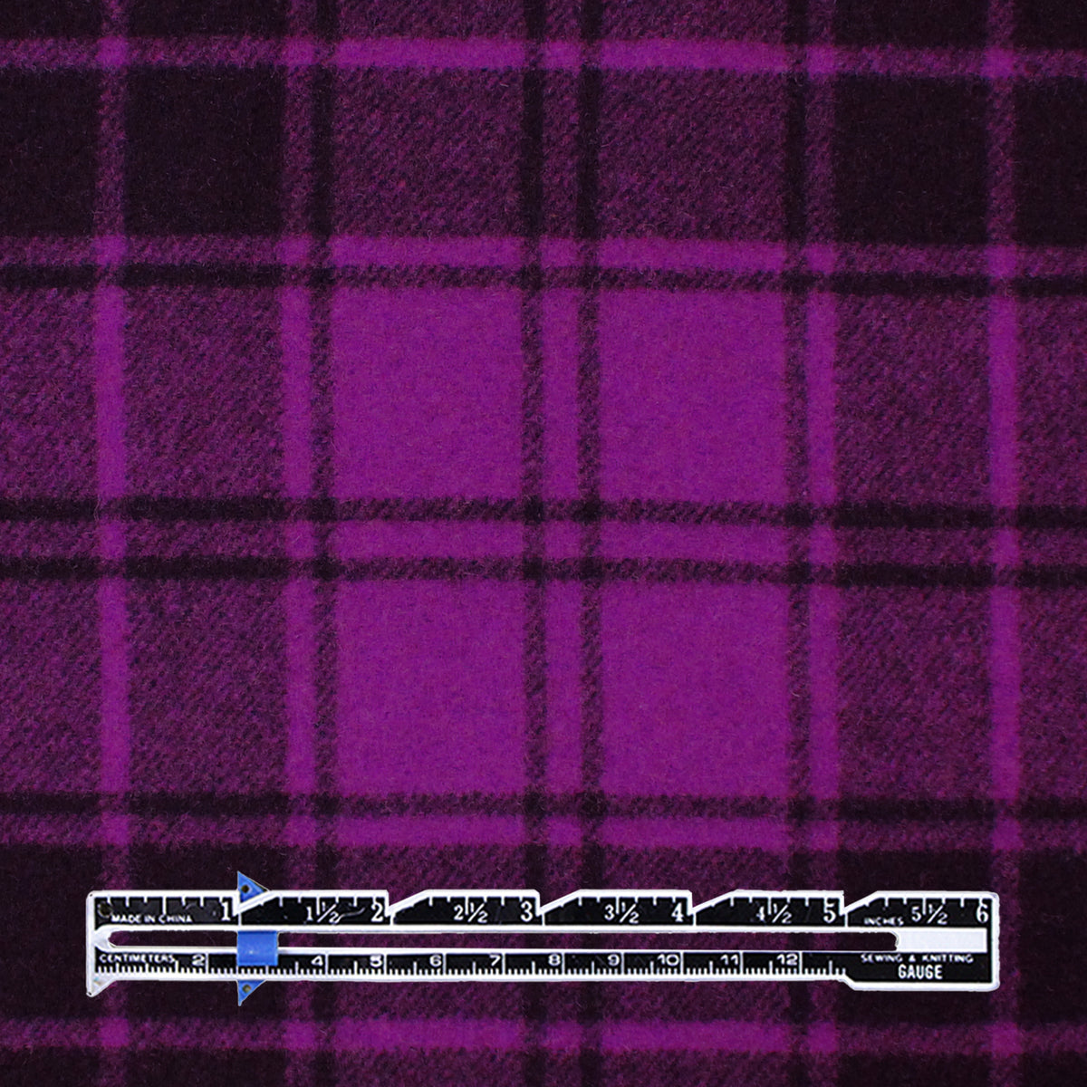 coating, wool blend doubleface tartan plaid - violet / black