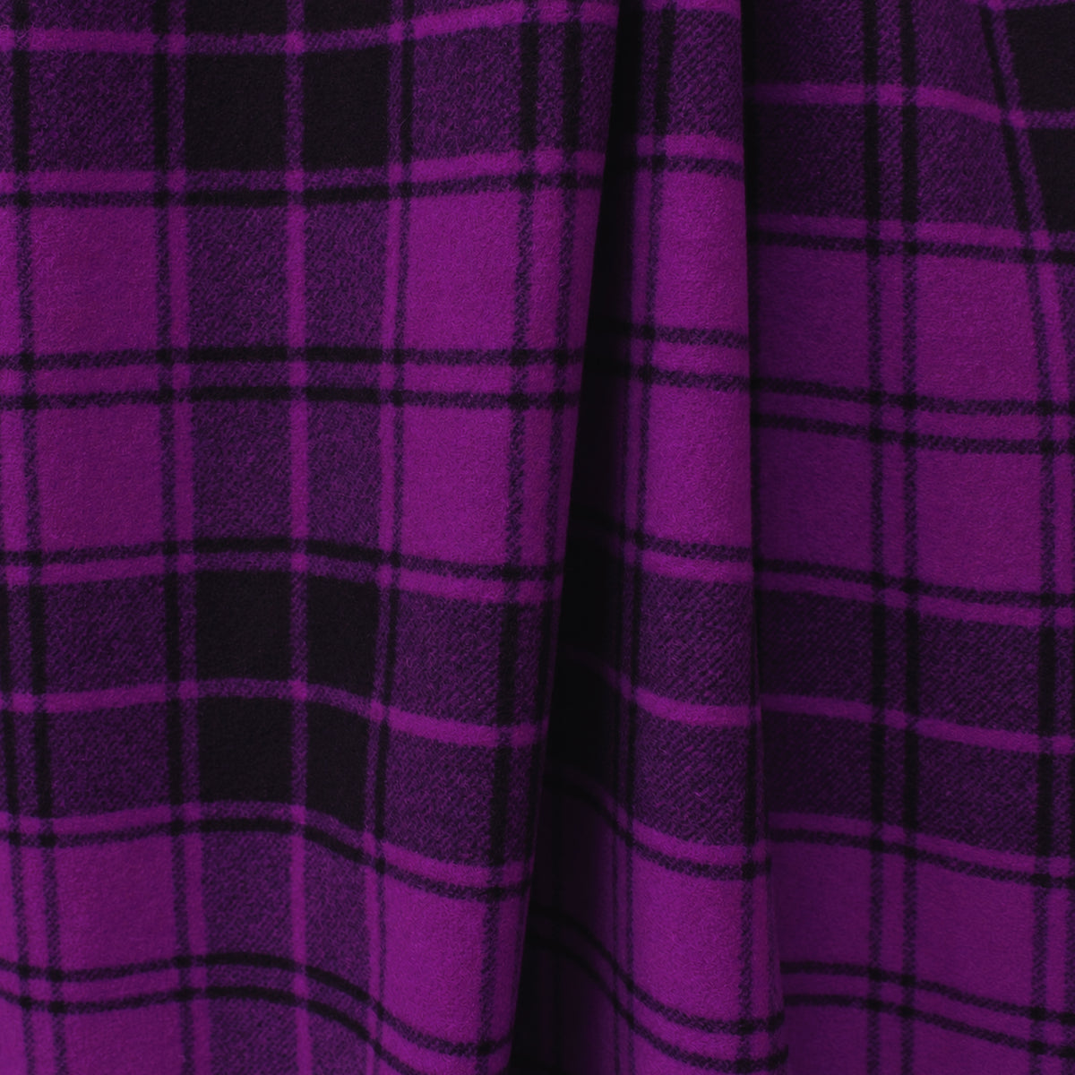 coating, wool blend doubleface tartan plaid - violet / black