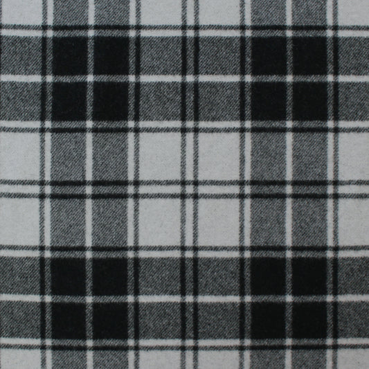coating, wool blend doubleface tartan plaid - cloud gray / black