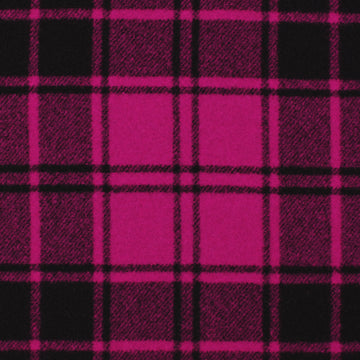 coating, wool/cotton brushed twill tartan plaid - orchid / black