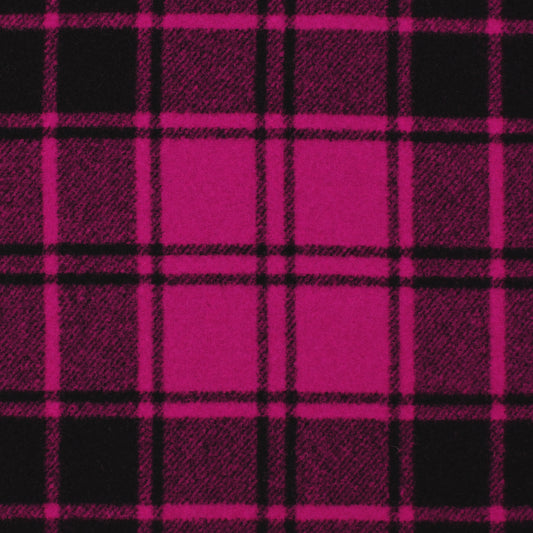 coating, wool/cotton brushed twill tartan plaid - orchid / black