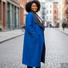 coating/suiting, brushed 100% cotton twill doubleface - bluebird/charcoal