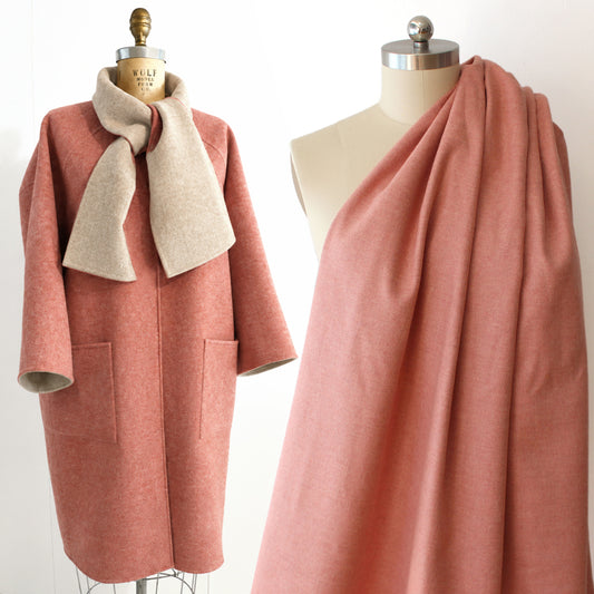 coating, brushed 100% wool double cloth - tea rose / biscuit