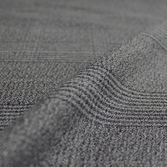 suiting, cotton crepe stretch - tonal gray Glen plaid
