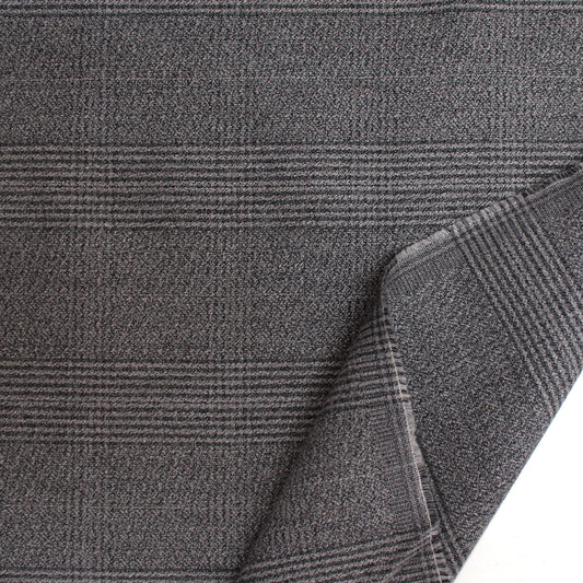 suiting, cotton crepe stretch - tonal gray Glen plaid