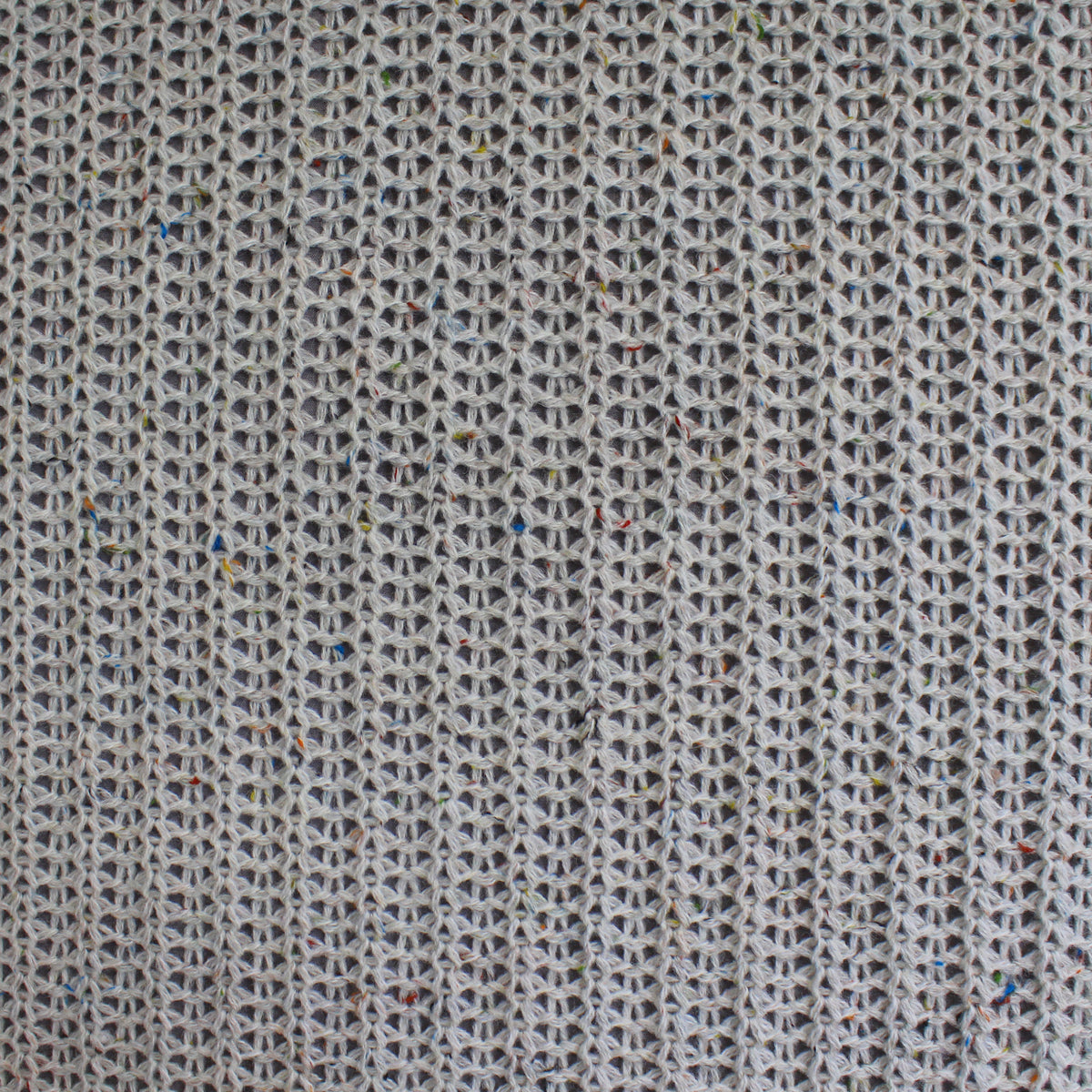 sweater knit, chunky rib open stitch wool blend - cloud gray/rainbow speckle