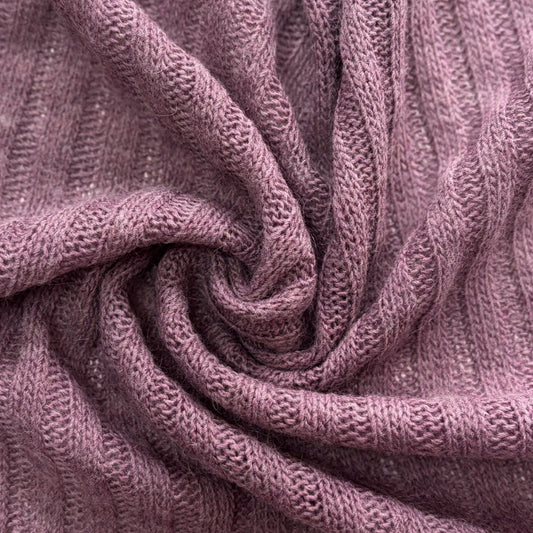 sweater knit, ribbed luxury wool blend - 'dusky orchid'