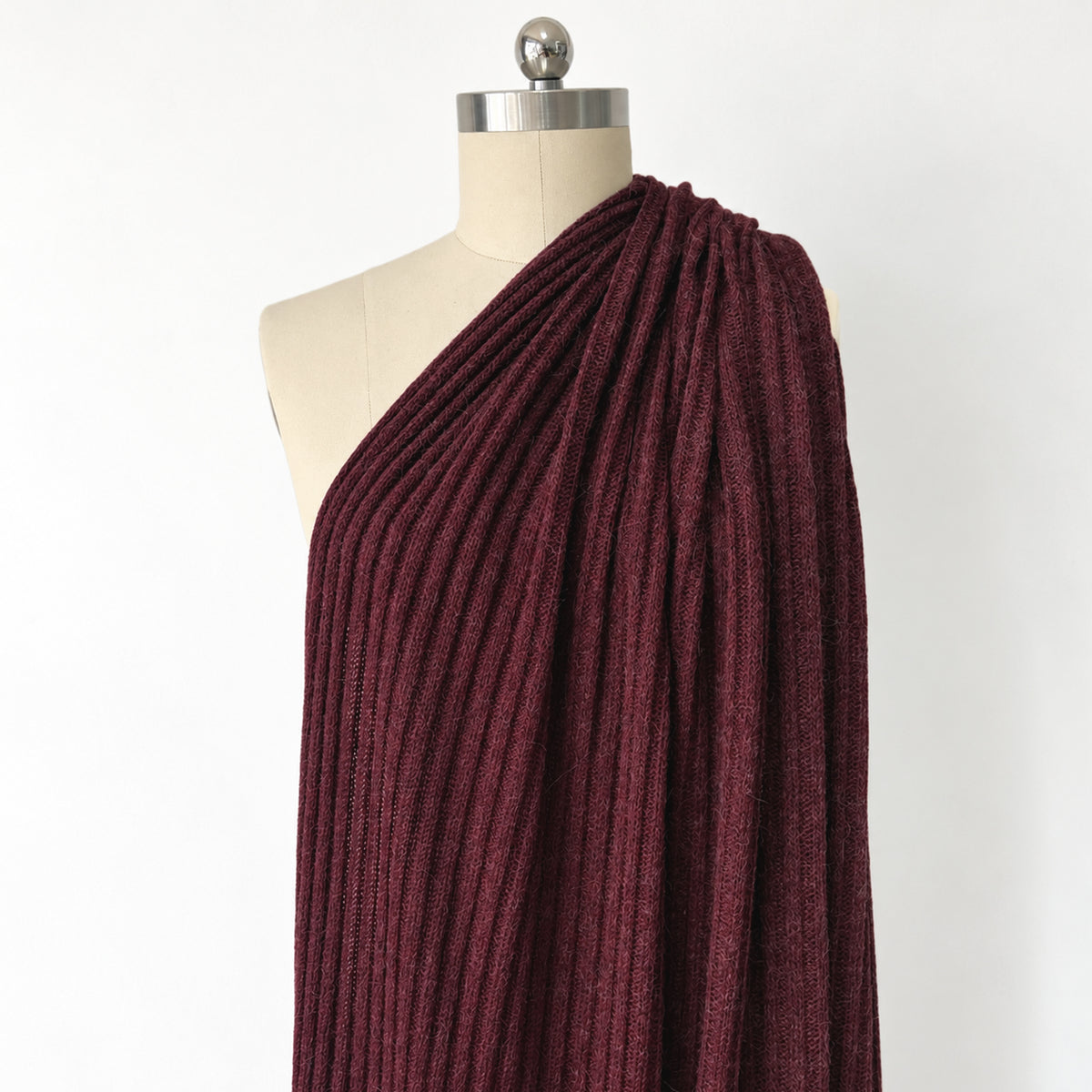 sweater knit, ribbed luxury wool blend - 'vintage wine'