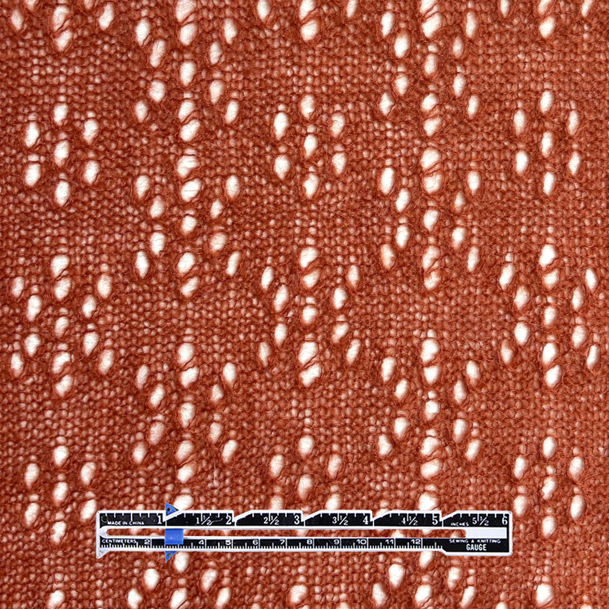 sweater knit, floral eyelet lightweight luxury wool blend - persimmon