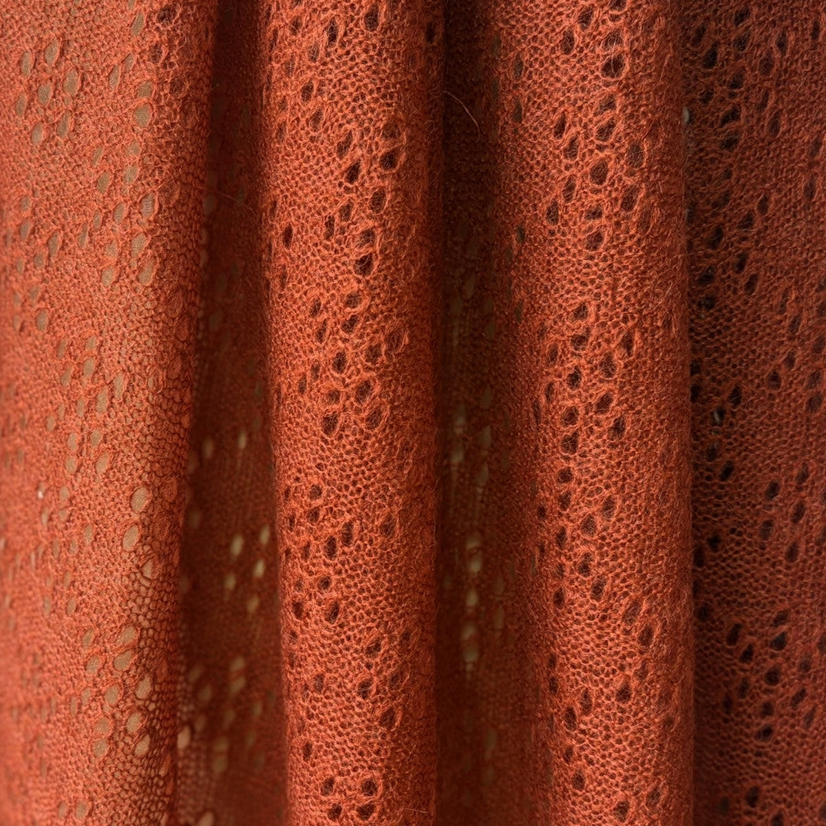 sweater knit, floral eyelet lightweight luxury wool blend - persimmon