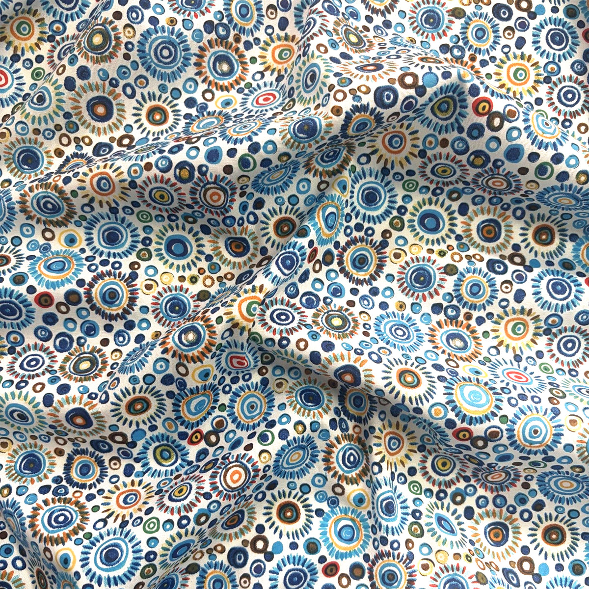 shirting, cotton stretch 'starburst' - cerulean