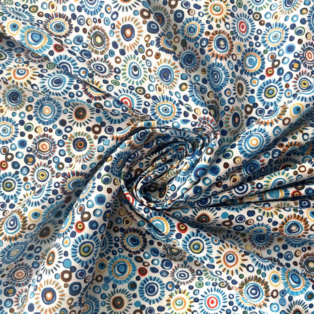 shirting, cotton stretch 'starburst' - cerulean