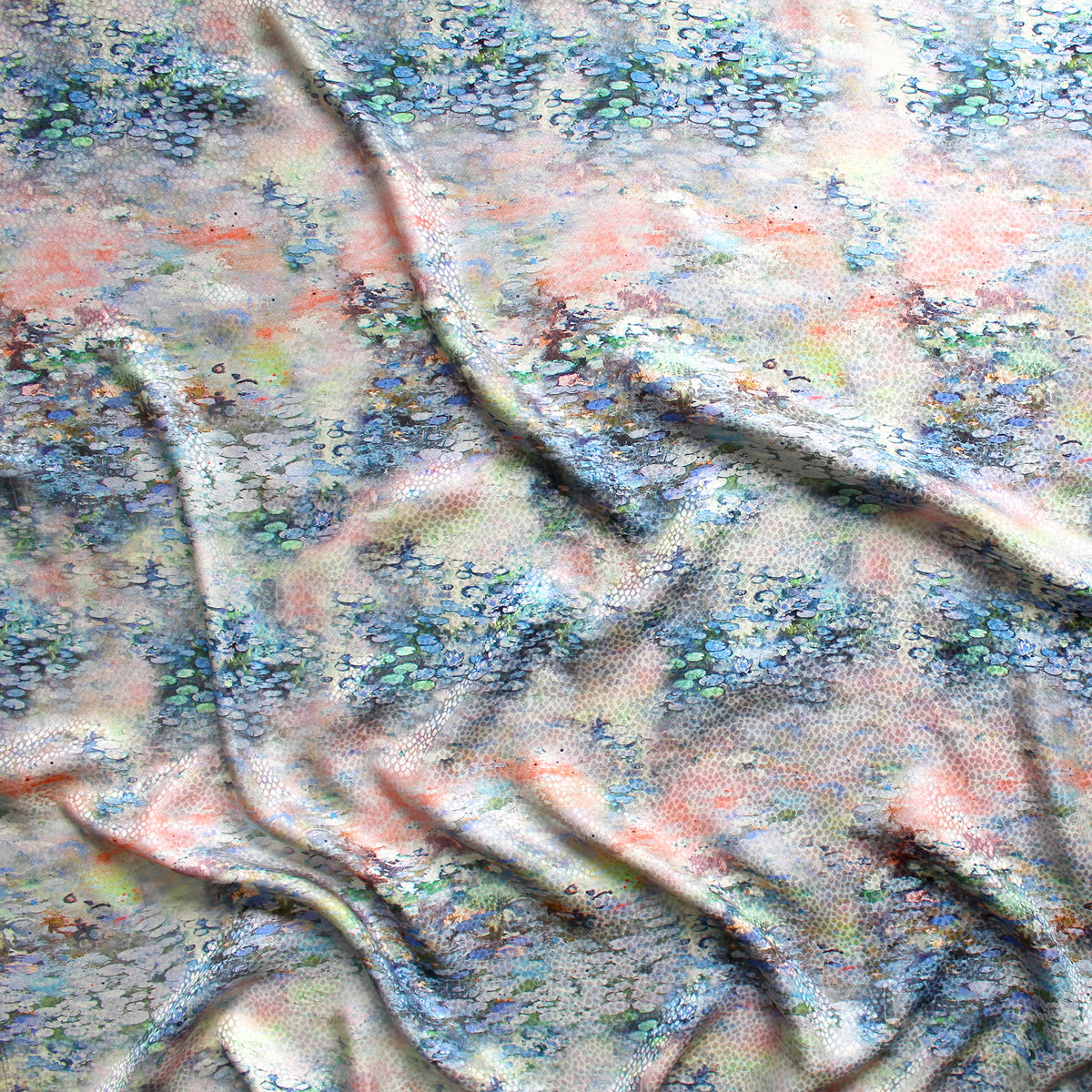 silk, blouseweight overprinted jacquard 'Monet's waterlily'