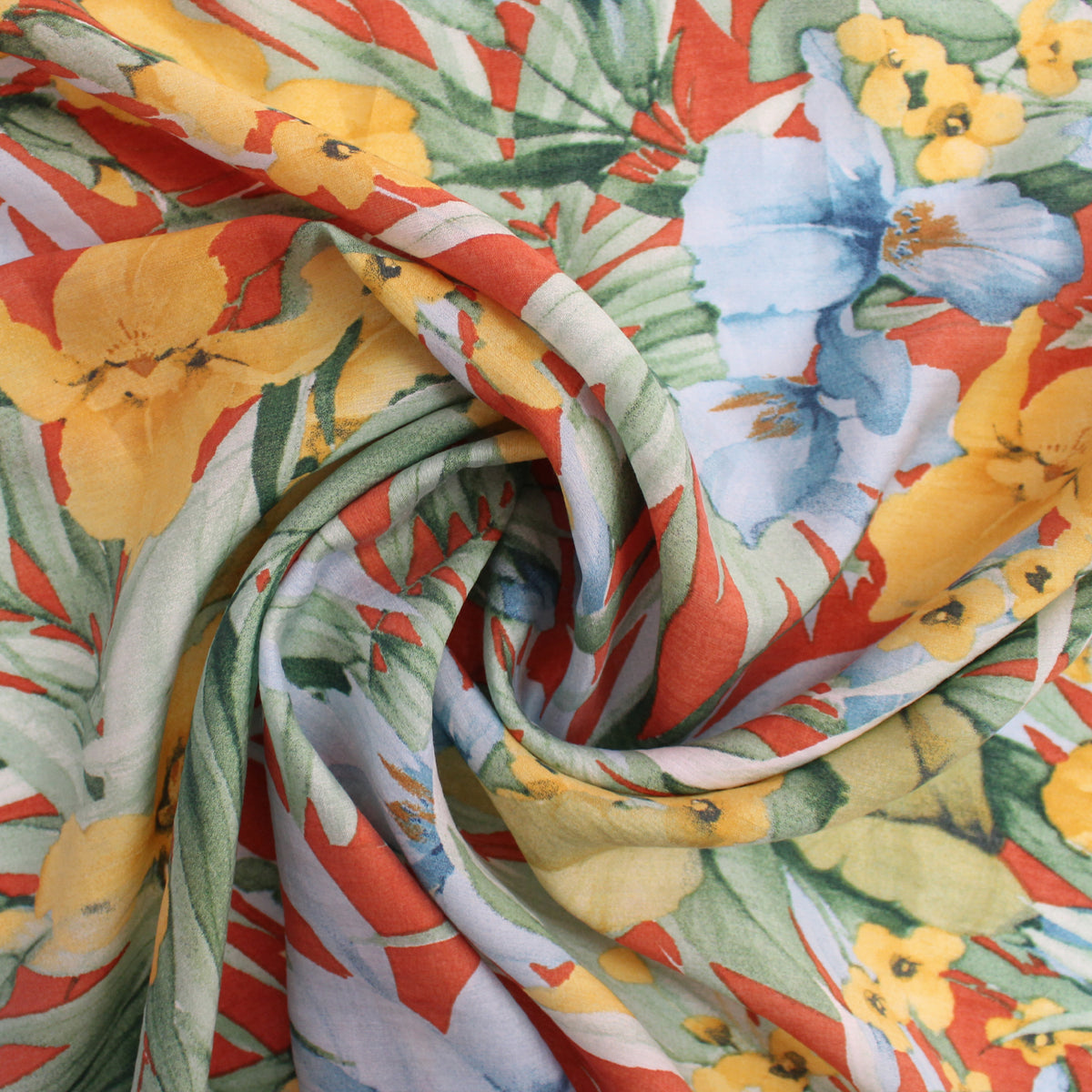 voile, Tencel blend printed woven 'breezy tropics' - jade/rust