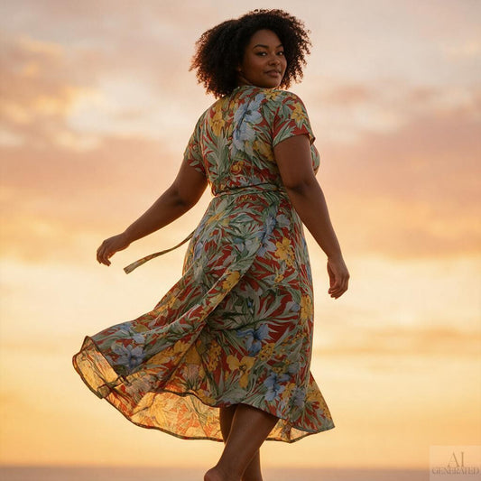 voile, Tencel blend printed woven 'breezy tropics' - jade/rust
