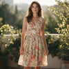 voile, Tencel blend printed woven 'breezy tropics' - salmon/maize