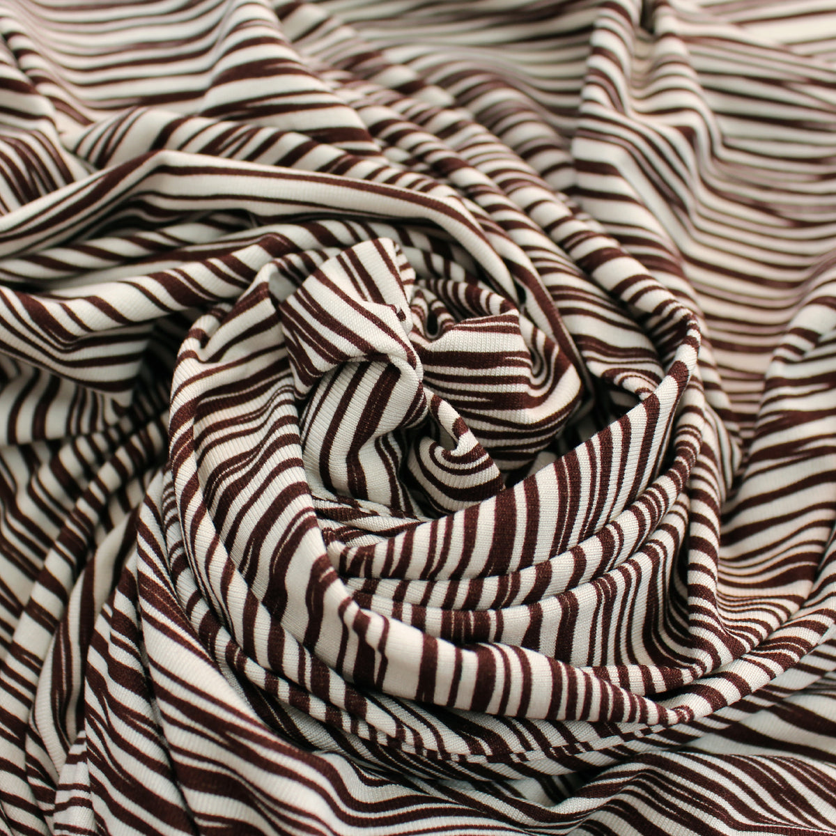 jersey knit, rayon/Spandex 'cocoa stripes', Oeko-Tex cert.
