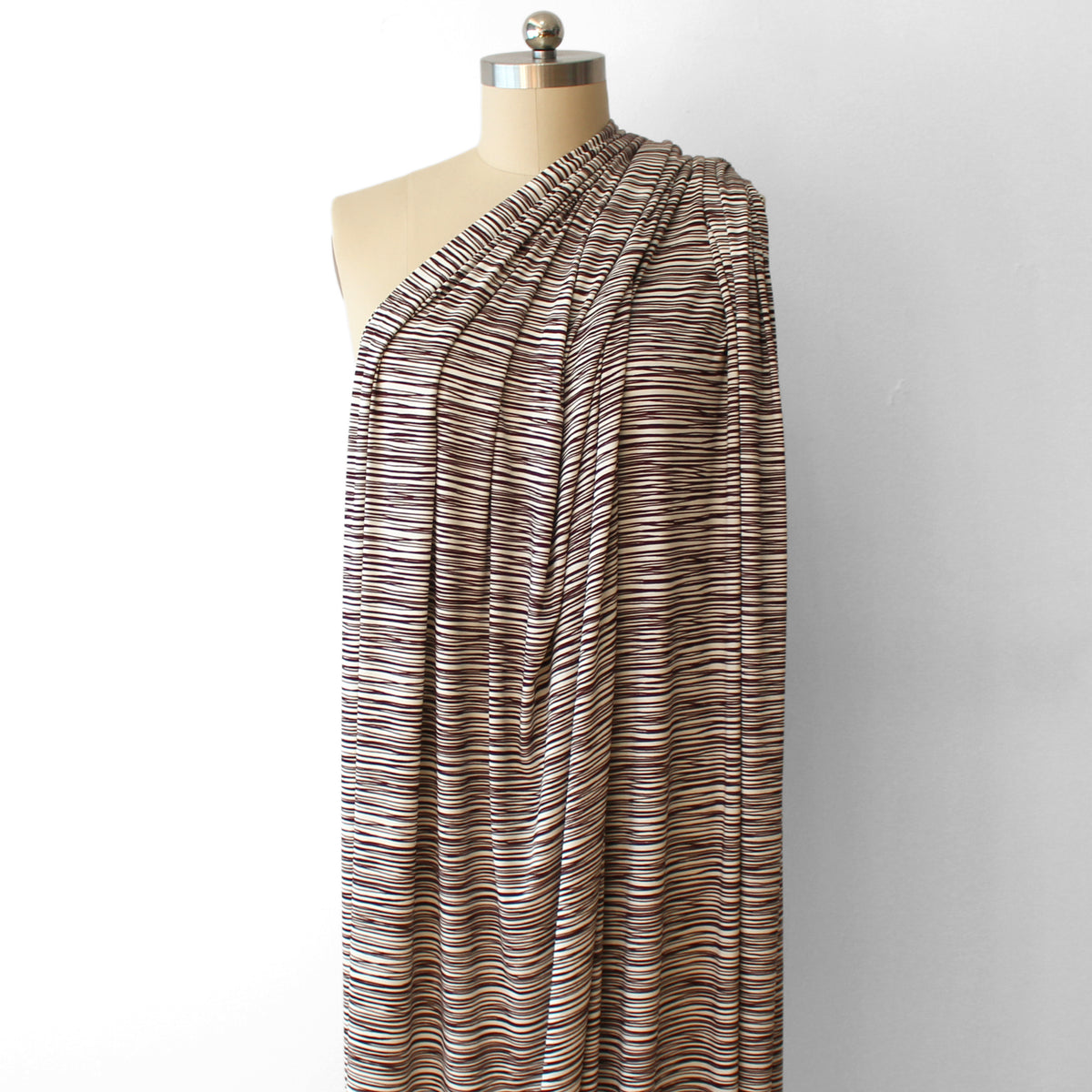 jersey knit, rayon/Spandex 'cocoa stripes', Oeko-Tex cert.