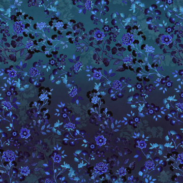 jersey, cotton/elastic Dutch knit print 'blue flora', Oeko-Tex cert.