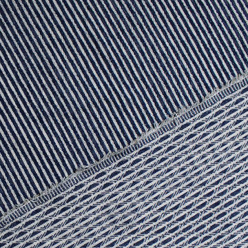 denim, reversible stripe/diamond textured novelty weave