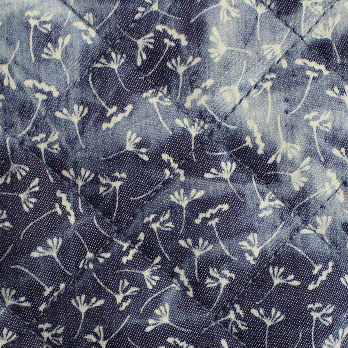 denim quilted coating, pre-quilted and lined 