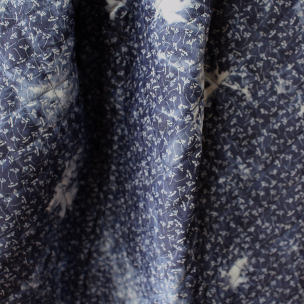 denim quilted coating, pre-quilted and lined 