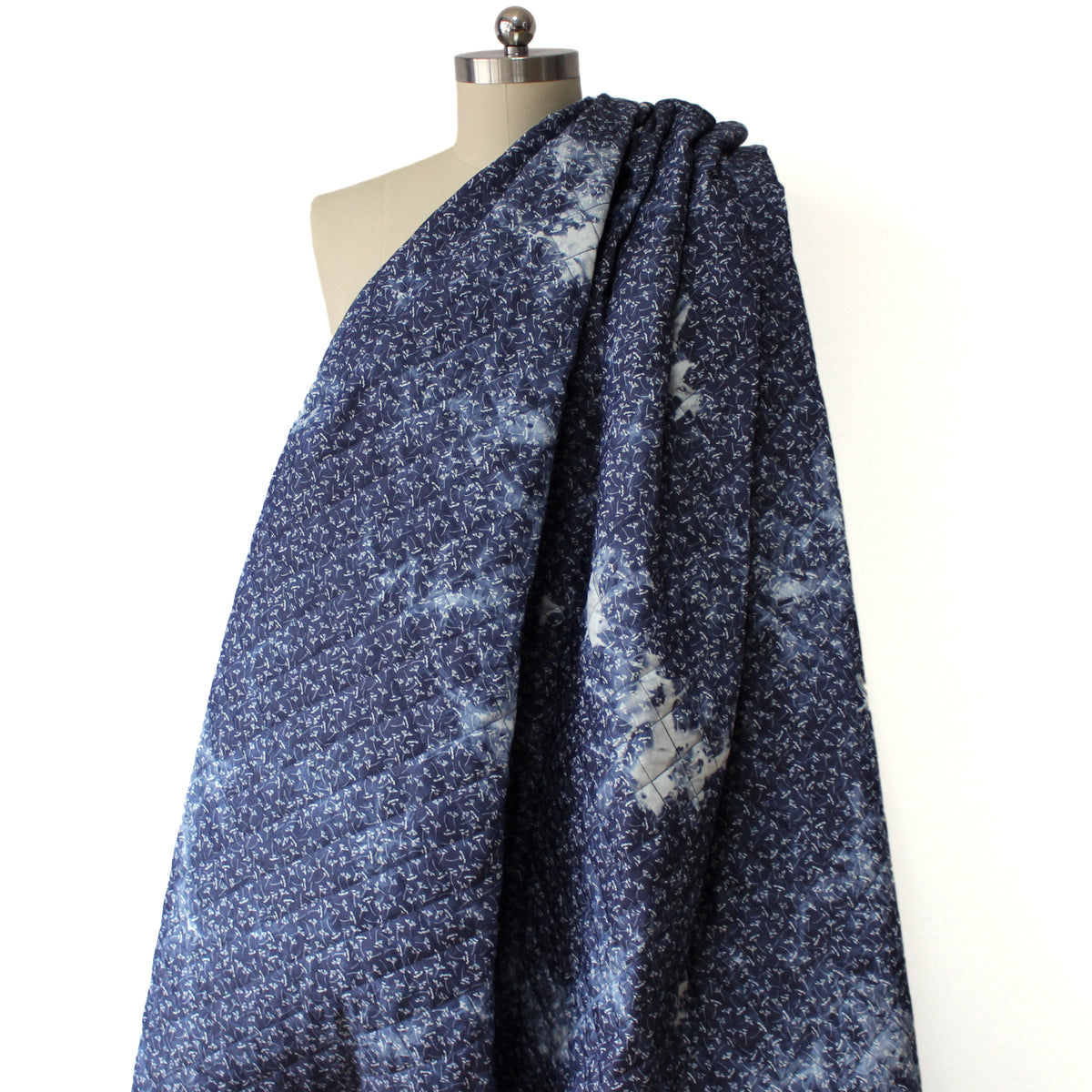 denim quilted coating, pre-quilted and lined 