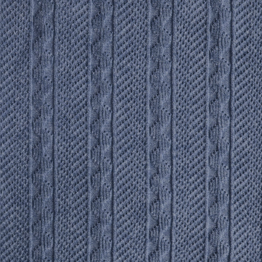 sweater knit, rayon blend pointelle/cable - heathered denim blue
