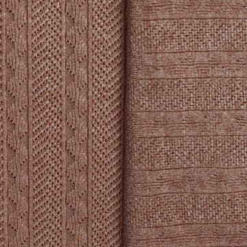 sweater knit, rayon blend pointelle/cable - heathered rose