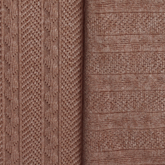 sweater knit, rayon blend pointelle/cable - heathered rose
