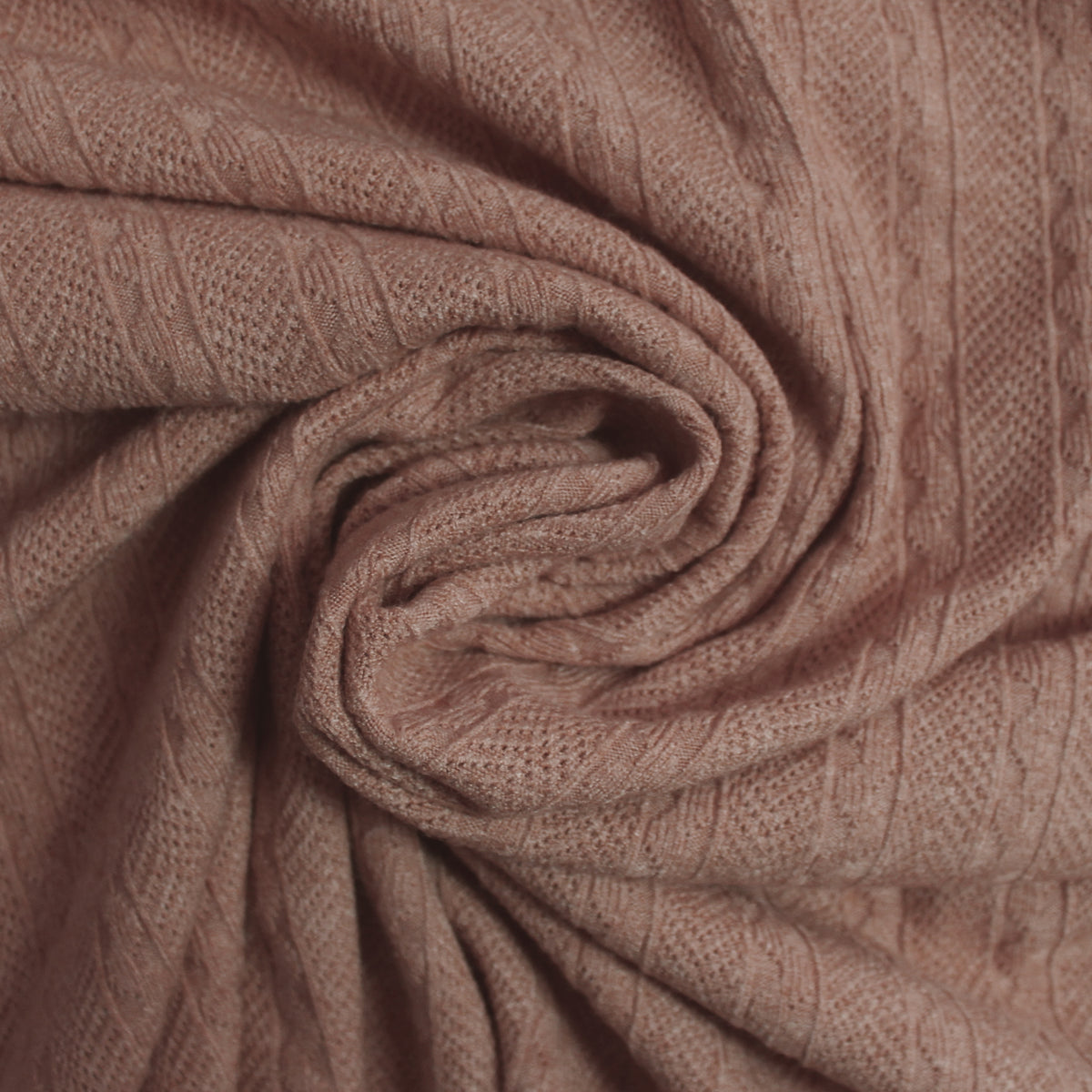 sweater knit, rayon blend pointelle/cable - heathered rose
