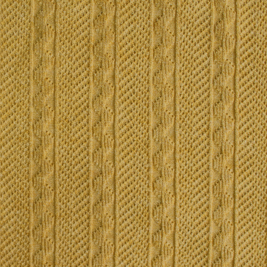 sweater knit, rayon blend pointelle/cable - heathered yellow