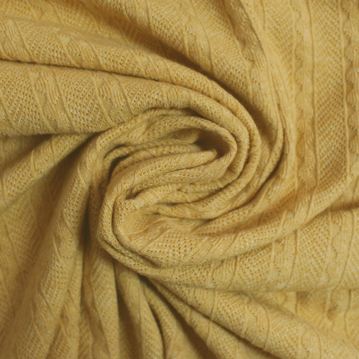 sweater knit, rayon blend pointelle/cable - heathered yellow