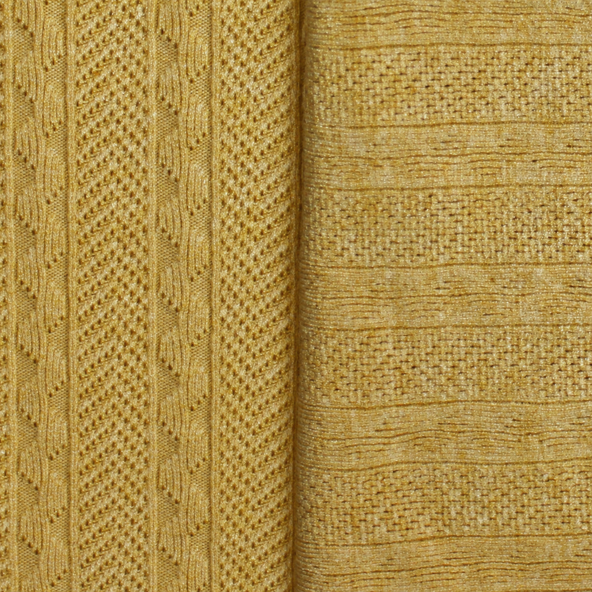 sweater knit, rayon blend pointelle/cable - heathered yellow