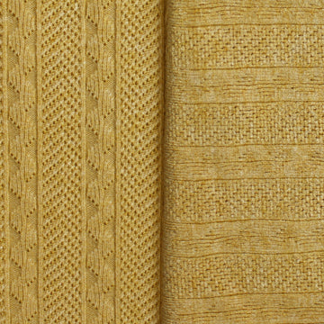 sweater knit, rayon blend pointelle/cable - heathered yellow