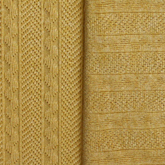 sweater knit, rayon blend pointelle/cable - heathered yellow