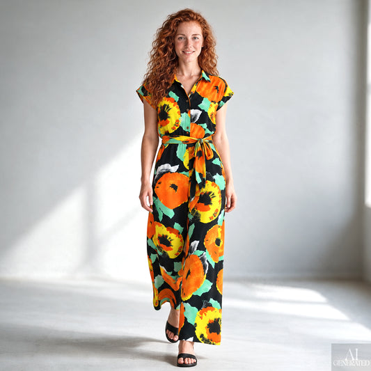 viscose crepe, dressweight woven 'blooms on black'
