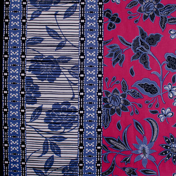 poplin, cotton woven border print 'batiky floral'