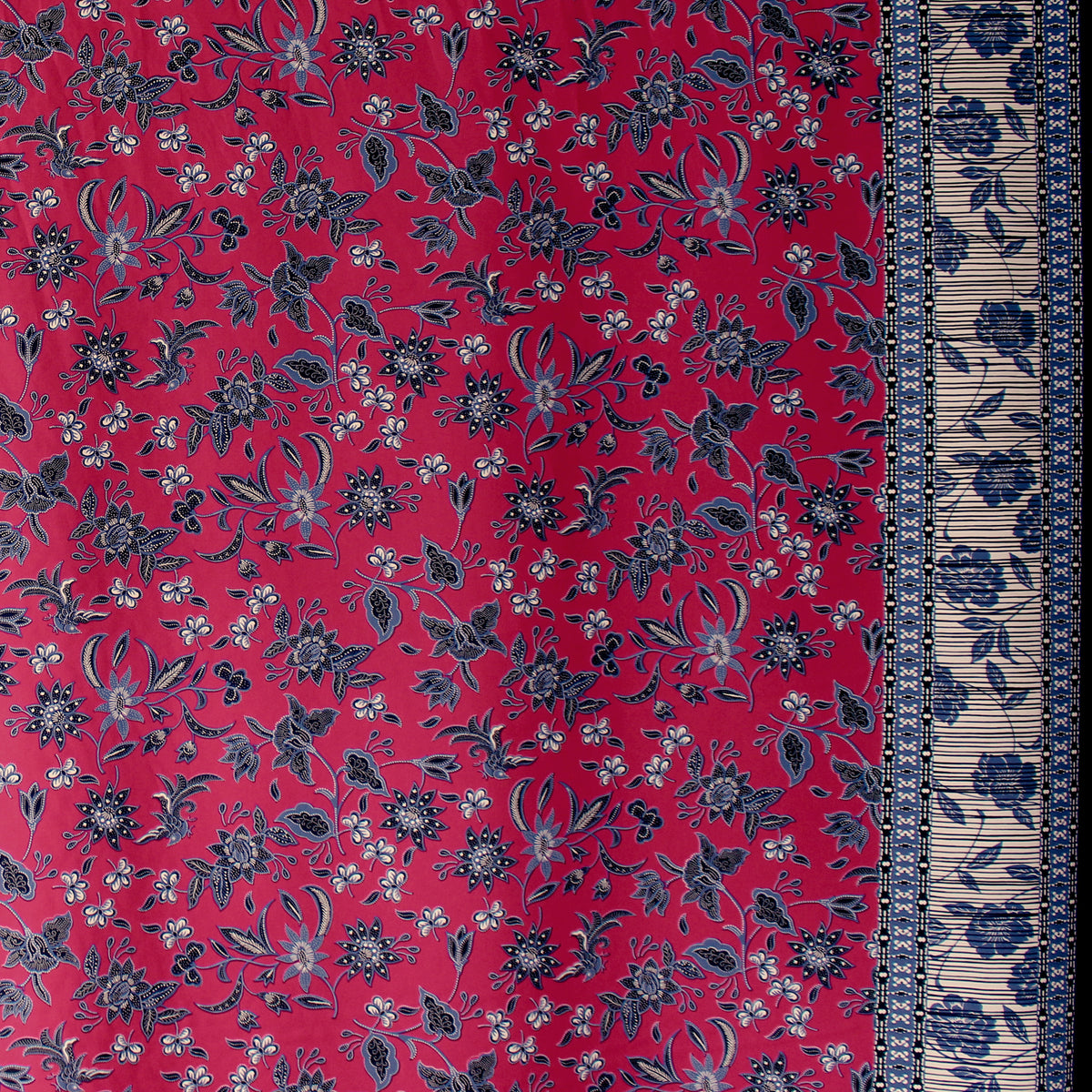 poplin, cotton woven border print 'batiky floral'