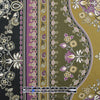 lawn, cotton woven border print 'olive and crocus'
