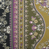 lawn, cotton woven border print 'olive and crocus'
