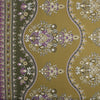 lawn, cotton woven border print 'olive and crocus'