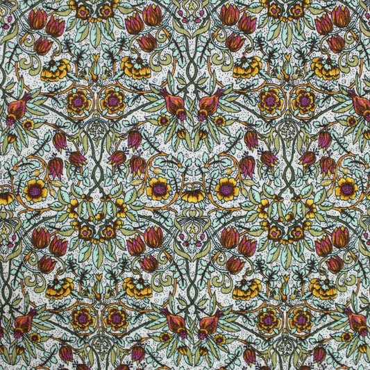 crinkled crepe, viscose woven 'nouveau flowers'