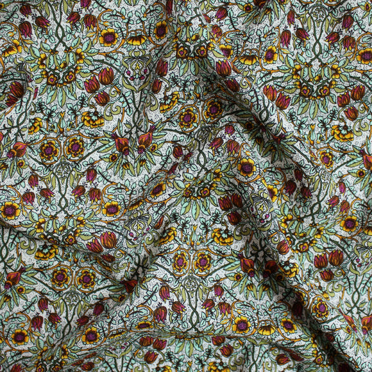 crinkled crepe, viscose woven 'nouveau flowers'