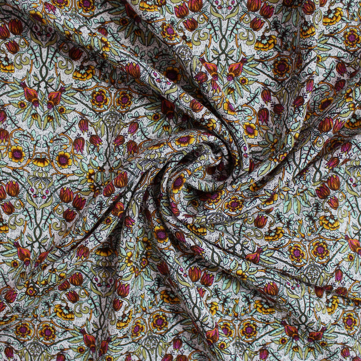 crinkled crepe, viscose woven 'nouveau flowers'