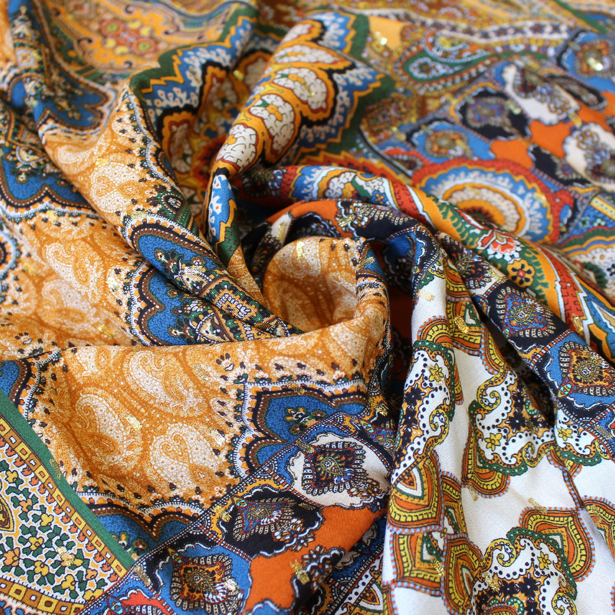 challis, viscose woven clip weave/print 'boho bazaar'