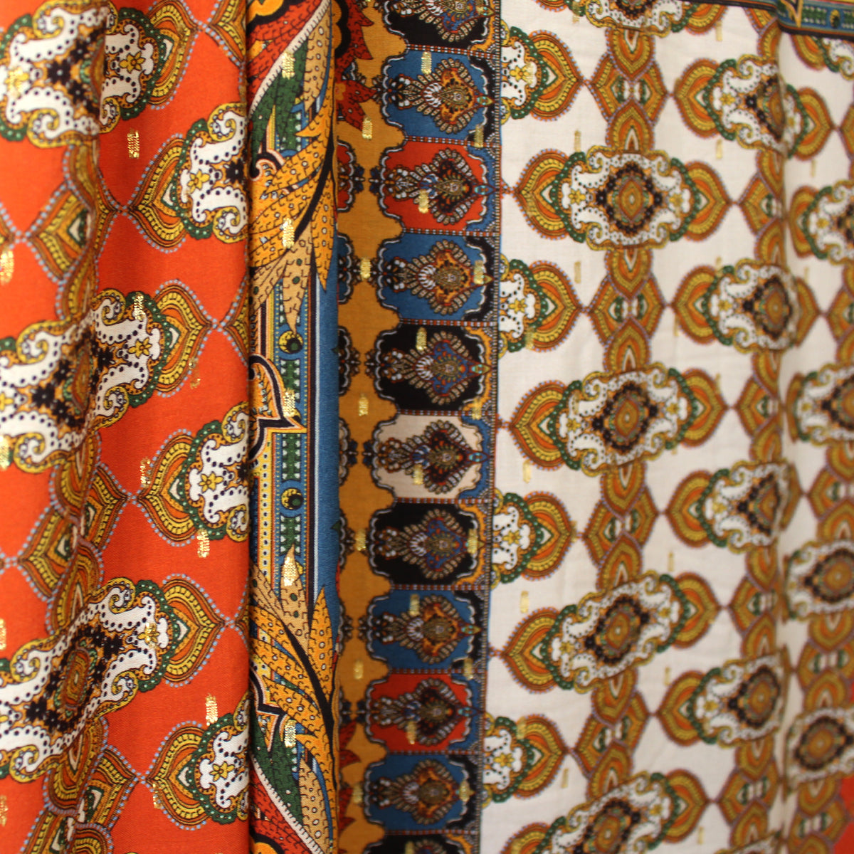 challis, viscose woven clip weave/print 'boho bazaar'