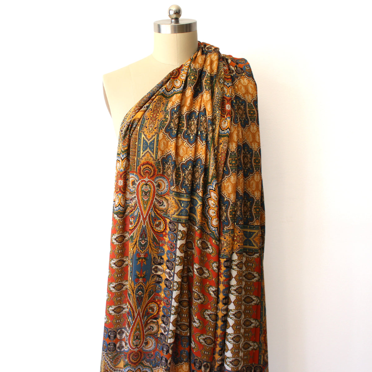 challis, viscose woven clip weave/print 'boho bazaar'