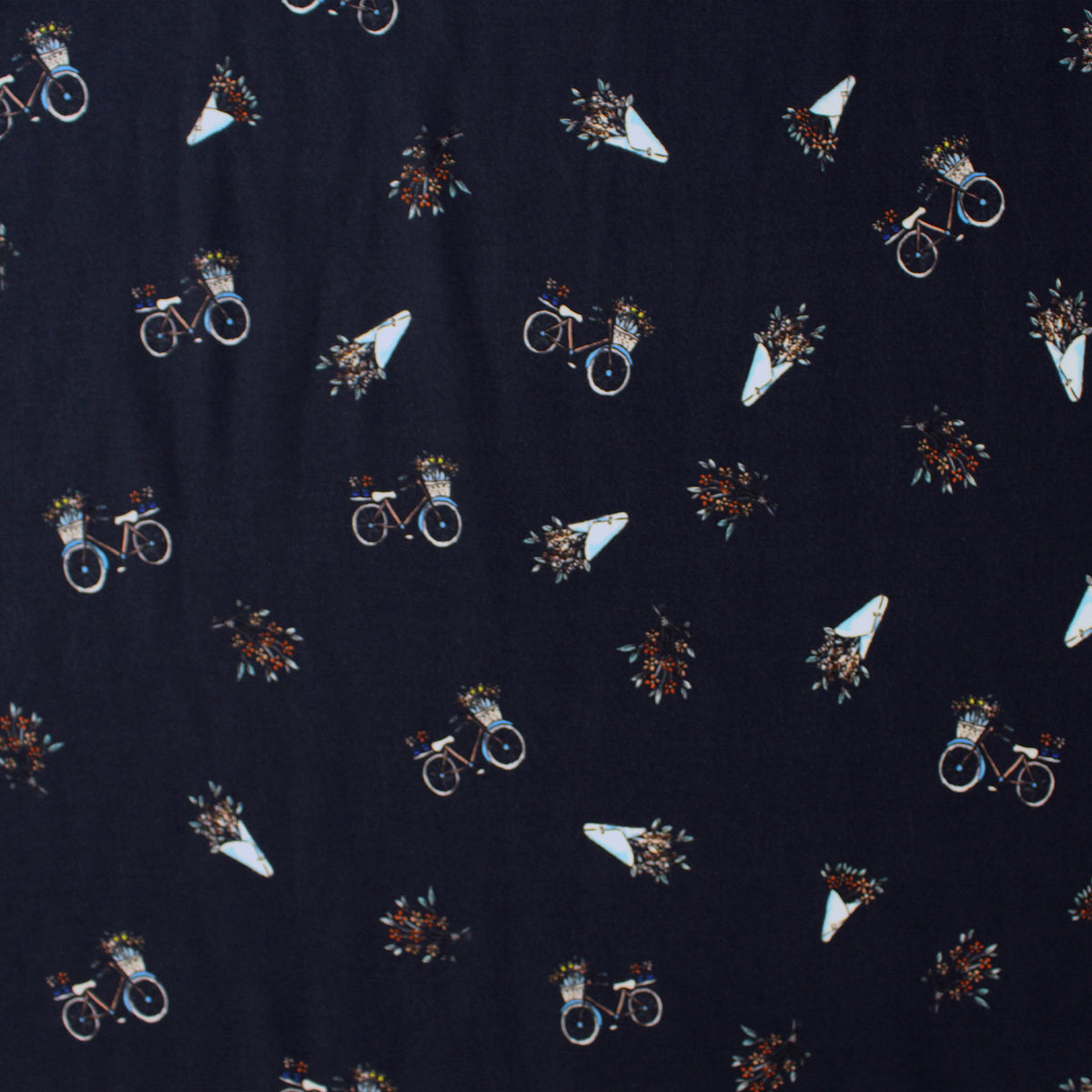 crepe, viscose blouseweight woven 'bike bouquet'
